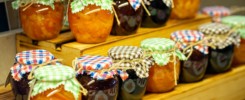 assorted jam marmalade in the glass jars