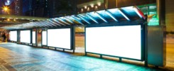 Blank advertising panel on street