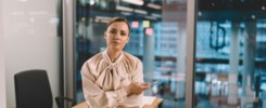 Confident businesswoman in modern workspace