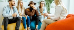 Group of people during the psychological therapy indoors