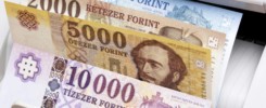 Hungarian forint in the counting machine