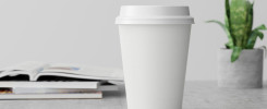 Paper coffee cups takeaway mock-up for branding.