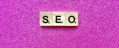 SEO on pink background