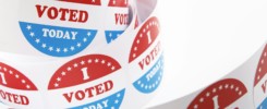 Vote political election stickers with patriotic American Stars