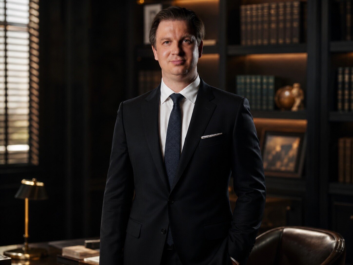 Dajka Gábor sötét öltönyben, vezetői környezetben