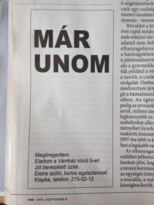 Klapka reklámja: Vámház körút 9.