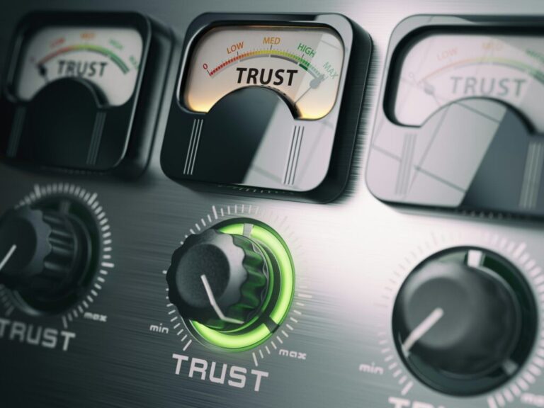 A Google és a hirdetések erőssége, Performance Max Trust concept. Trust switch knob on maximum position.