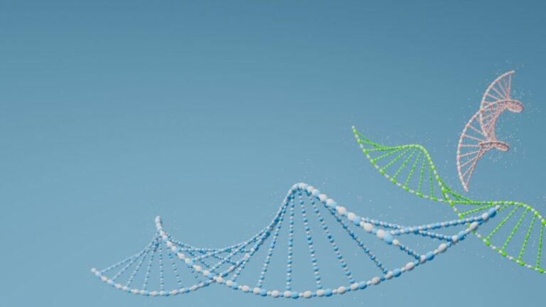 A személyiség genetikai háttere és marketing DNA. Abstract 3d polygonal DNA molecule. Medical science soft color , genetic biotechnology,