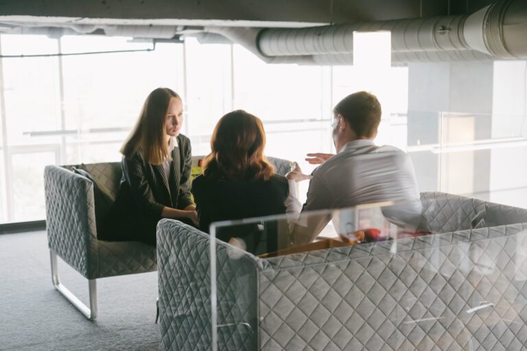 Business meeting or conversation with a psychologist.