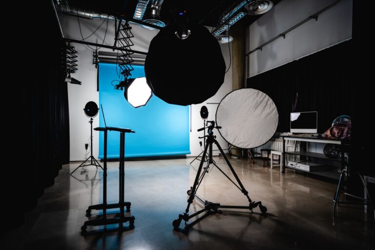 Empty photo studio with equipment
