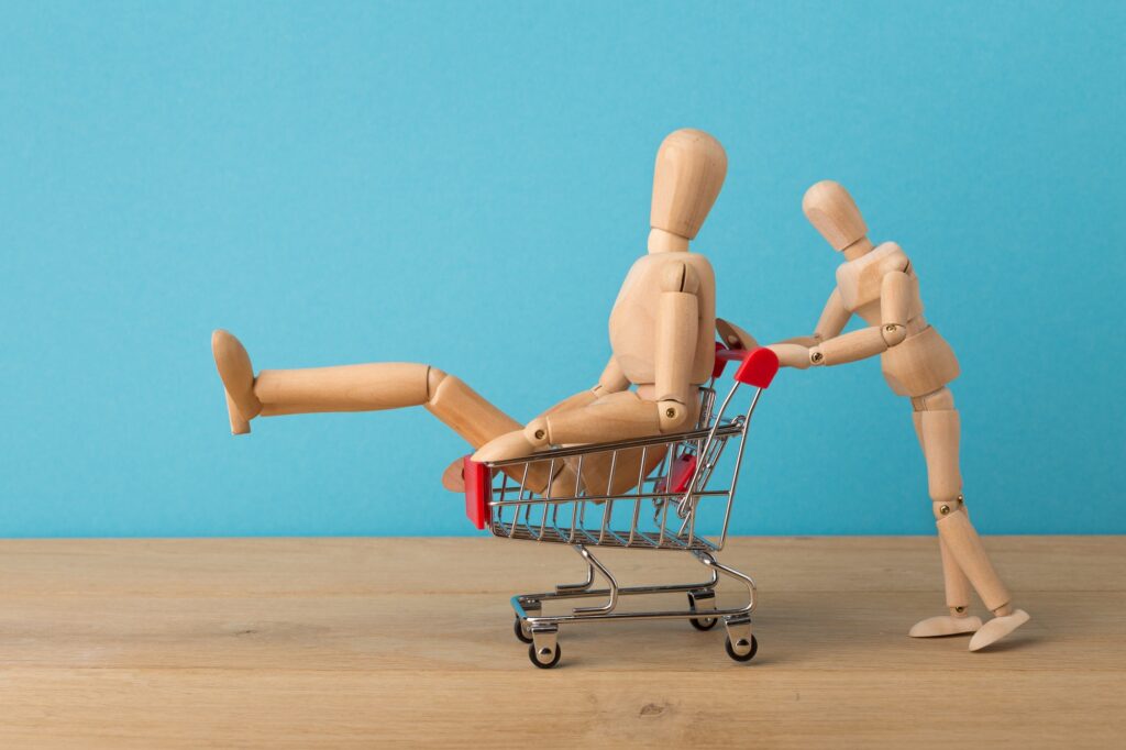 Wooden mannequins running for sales