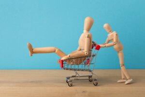 Wooden mannequins running for sales