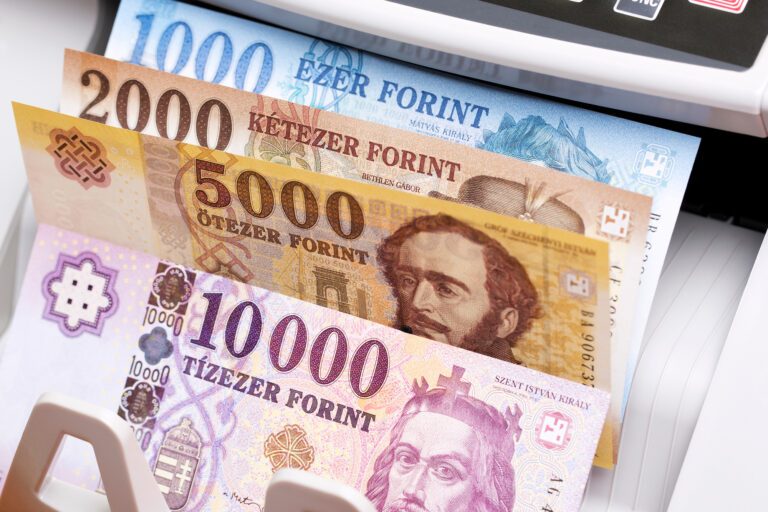 Pénzügyi tervezés Hungarian forint in the counting machine