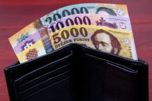 Hungarian money in the black wallet