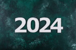 Ezt tanultuk a 2024-es évből üzleti és marketing szempontból New Year composition with 2024 number