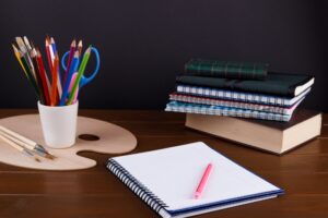 Student studies accessories