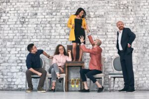 Successful team leader manager, CEO, market leader and another business leading concepts. Standing