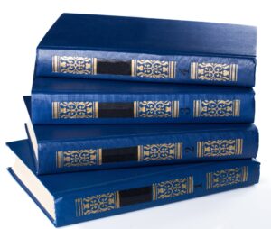 Books. Stack of old books on white background