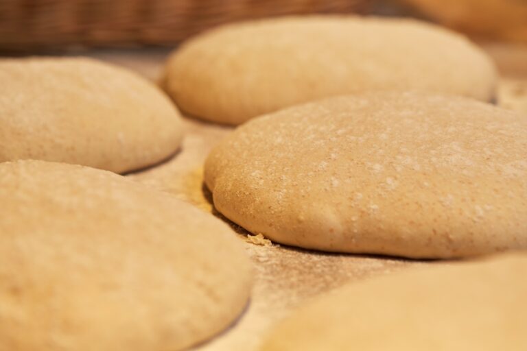 close up of yeast bread dough at bakery