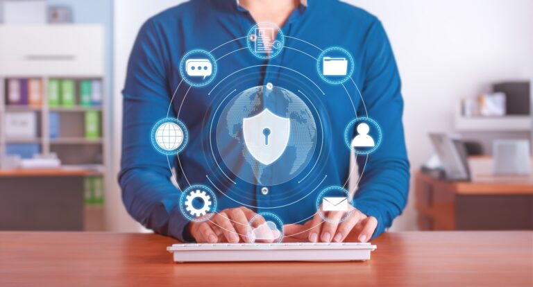 Kinek köszönhetjük a konverziót? Cybersecurity, protection of the user's private data, files and documents. Security Internet.