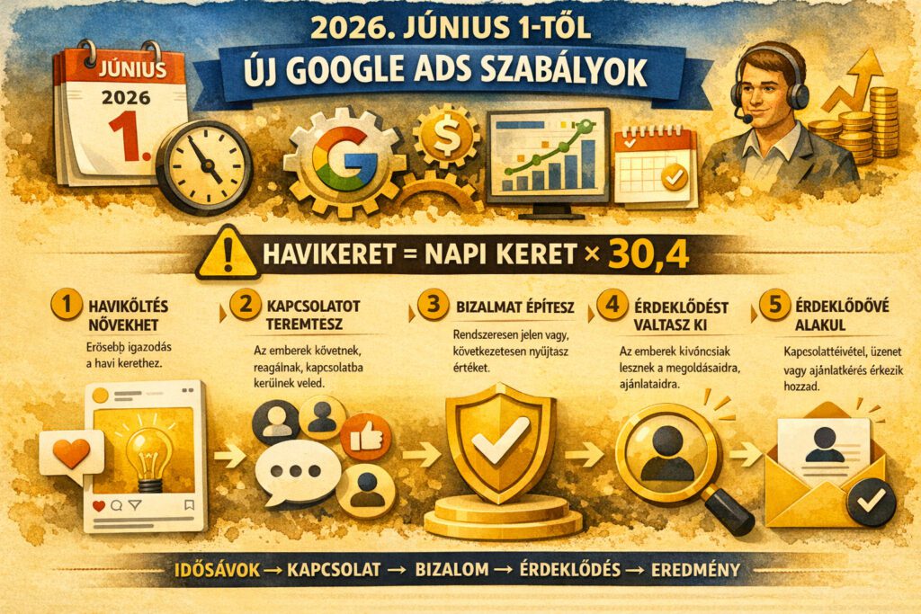 Google Ads 2026: a havi költés a napi költségkeret 30,4-szerese szerint igazodik a hirdetésütemezés mellett